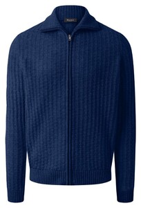 Maerz Uni Color Texture Knit Cardigan High Zip Dusk Blue