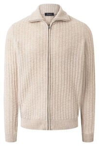Maerz Uni Color Texture Knit Cardigan High Zip Granola