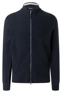 Maerz Uni Color Texture Knit Two-Way Zip Cardigan Deep Sea