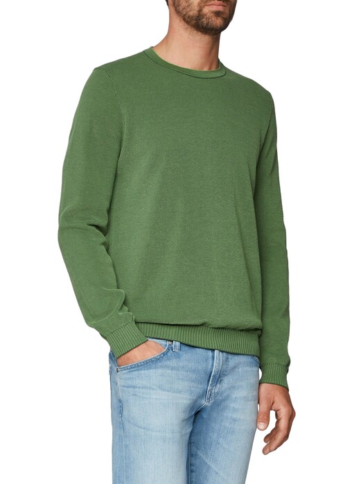 Maerz Uni Cotton Round Neck Pullover Mixed Green