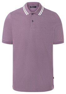 Maerz Uni Cotton Silky Finish Subtle Stripe Collar Contrast Polo Old Lavender