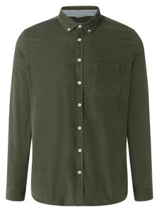 Maerz Uni Fine Corduroy Button-Down Overhemd Donker Groen