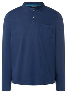 Maerz Uni Mercerized Cotton Long Sleeve Polo Deep Sea