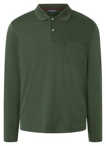 Maerz Uni Mercerized Cotton Long Sleeve Polo Donker Groen