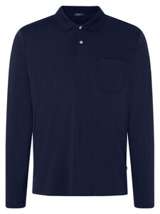 Maerz Uni Mercerized Cotton Long Sleeve Poloshirt Navy