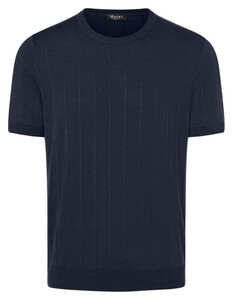 Maerz Uni Short Sleeve Organic Cotton Stripe Knit Pullover Navy