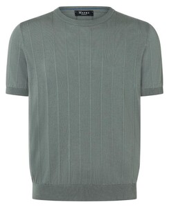 Maerz Uni Short Sleeve Organic Cotton Stripe Knit Trui Mud Green