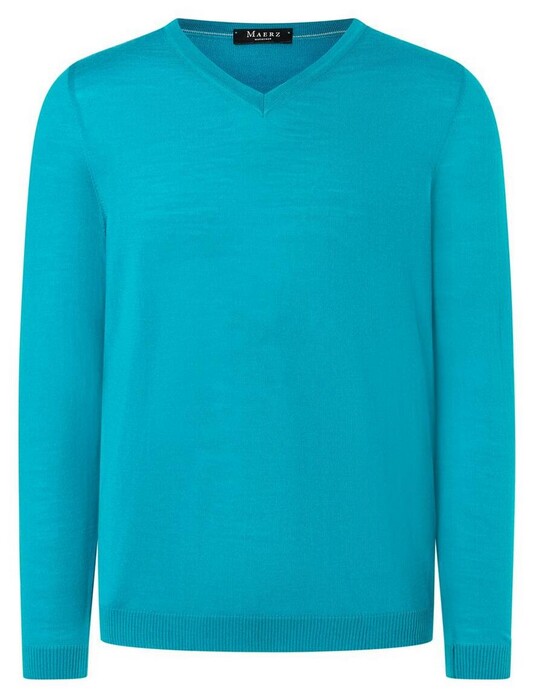 Maerz V-Neck Merino Extrafine Pullover Crystal Ocean