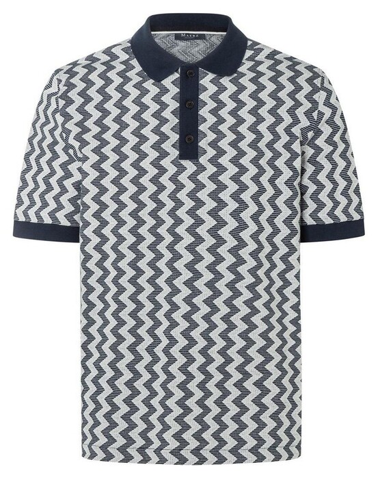 Maerz Zig-Zag Jacquard Cotton Polo Navy