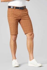 Meyer B-Palma Modern Prince-of-Wales Check Organic Cotton Bermuda Pumpkin