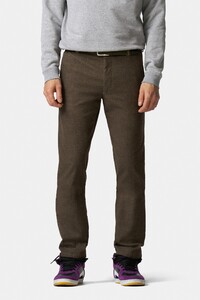 Meyer Bonn Active Jersey Look Flat-Front Chino Broek Coffee