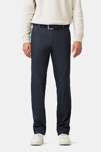 Meyer Bonn Active Jersey Look Flat-Front Chino Broek Donker Blauw