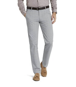 Meyer Bonn Allover Fine Exclusive Multi Check Broek Grijs