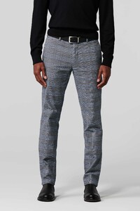 Meyer Bonn Contrasting Glen Check Organic Cotton Pants Blue