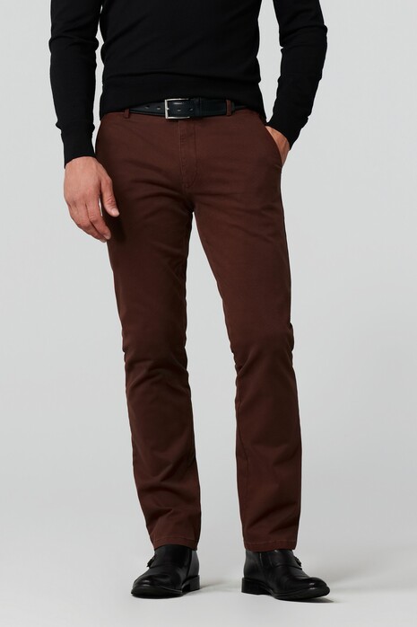 Meyer Bonn Subtle Structure Micro Twill Organic Cotton Fine Stretch Broek Dark Copper