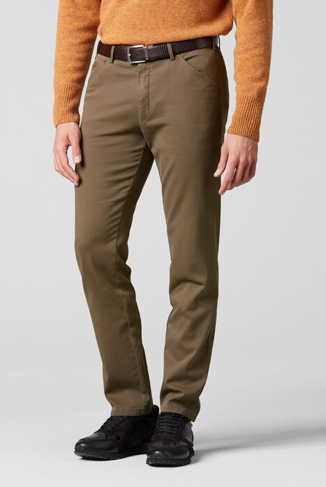 Meyer Chicago Canvas Look Fine Structure Organic Cotton Pants Brown