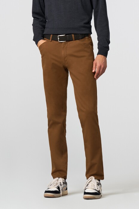 Meyer Chicago Fine Organic Cotton Twill 2-Way Stretch Broek Caramel