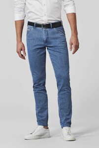 Meyer Chicago Subtle Two-Tone Denim Super-Stretch Jeans Medium Blue Stone