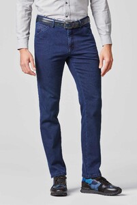 Meyer Chicago Super-Stretch Cotton-Wool Denim Jeans Dark Blue Stone
