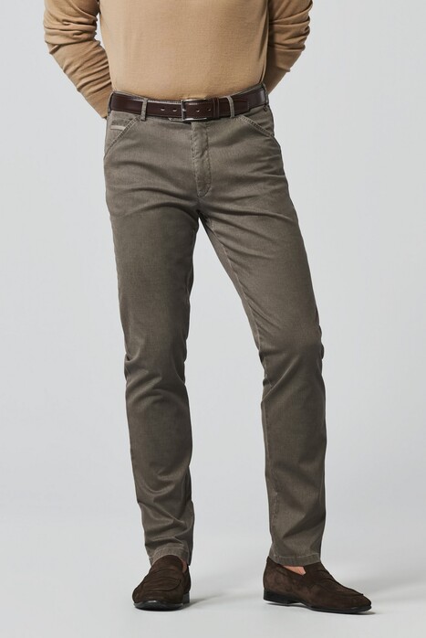 Meyer Chicago Two-Tone Organic Cotton Stretch Broek Coffee