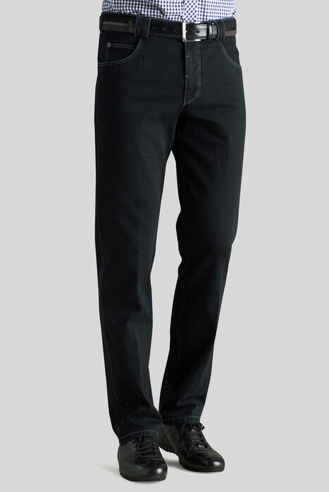 Meyer Diego Cross Contrast Denim Organic Cotton Jeans Navy