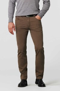 Meyer Diego Wool-Look Bi-Color Organic Cotton Subtle Stretch Pants Cappuccino