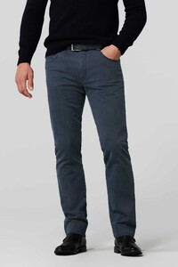 Meyer Diego Wool-Look Bi-Color Organic Cotton Subtle Stretch Pants Dark Evening Blue