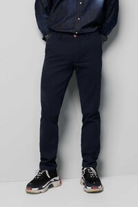 Meyer M5 Chino Micro Structure Organic Cotton Blend Comfort Stretch Pants Navy