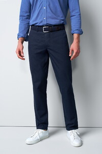 Meyer M5 Chino Organic Cotton Subtle Stretch Mini Check Broek Marine Blauw