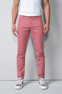 Meyer M5 Five Organic Cotton Soft Subtle Micro Print Broek Zalm