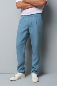 Meyer M5 Pleat Linnen Max Comfort Pants Blue