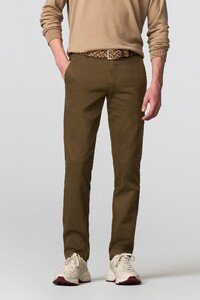 Meyer New York Fine Texture Organic Cotton Flat-Front Chino Broek Caramel