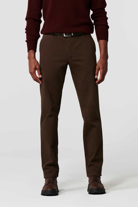 Meyer Oslo Comfort Organic Cotton Twill Broek Dark Brown