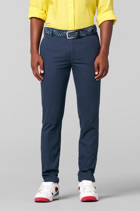 Meyer Oslo Flex Ultralight Microstructure Cotton Two-Way Stretch Broek Marine