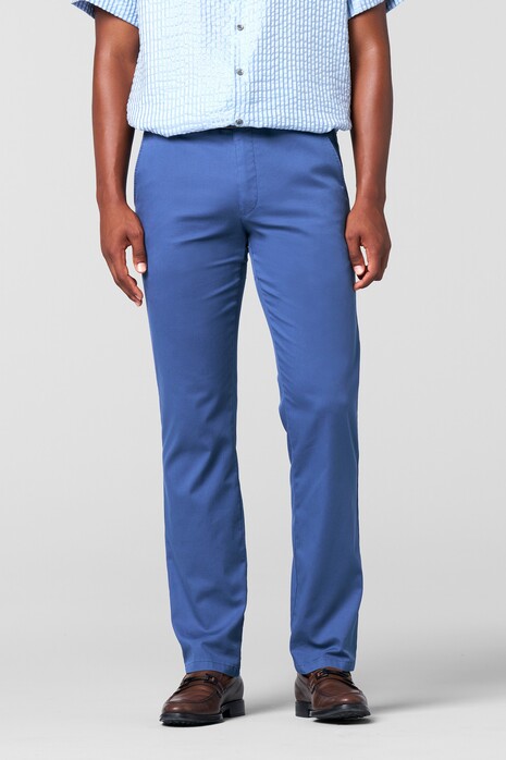 Meyer Roma Fine Cotton Texture Uni Color Two-Way Stretch Ultralight Broek Blauw
