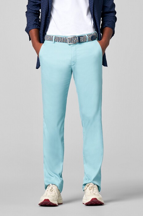 Meyer Roma Fine Uni Color Ultralight Cotton Texture Two-Way Stretch Broek Aqua