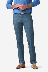 Meyer Tone-on-Tone Comfort Stretch Check Broek Blauwgrijs