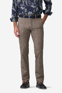 Meyer Tone-on-Tone Comfort Stretch Check Broek Bruin