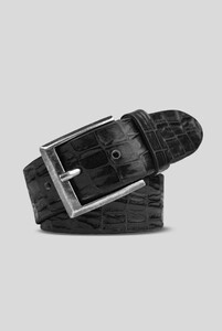 Meyer Uni Leather Crocodile Look Texture Belt Black