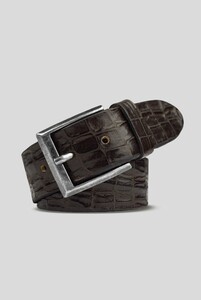 Meyer Uni Leather Crocodile Look Texture Belt Brown