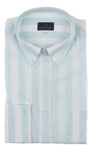 Paul & Shark 120/2 Cotton Stripe Shirt Overhemd Licht Blauw - Wit