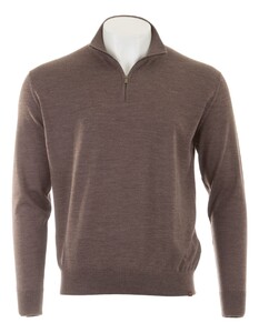 Paul & Shark 140S Superfine Merino Wool Half Zip Pullover Coffee Quartz