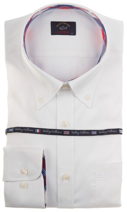 Paul & Shark Check Contrasted Yachting Oxford Shirt White