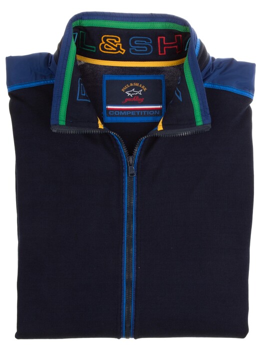 Paul & Shark Competition Shark Contrasted Cotton Vest Cardigan Navy