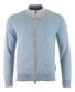 Paul & Shark Cotton Cashmere Full Zip Leather Trimmings Cardigan Light Blue