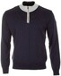 Paul & Shark Cotton Cashmere Half Zip Leather Trimmings Pullover Navy