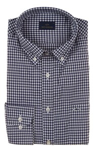 Paul & Shark Cotton Oxford Check Shirt White-Blue