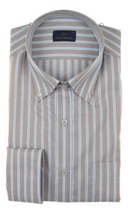 Paul & Shark Cotton Oxford Stripe Shirt Overhemd Blauw-Beige