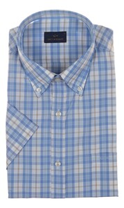 Paul & Shark Cotton poplin Check Overhemd Blauw-Zand
