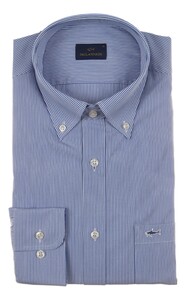 Paul & Shark Cotton Poplin Hairline Shirt Overhemd Wit - Licht Blauw
